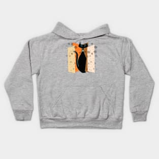 Striking Black Retro Cat Kids Hoodie